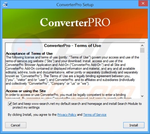 ConverterPro adware installation setup