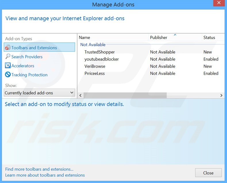 Removing CorAdviser ads from Internet Explorer step 2