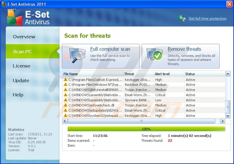 E-set Antivirus 2011 rogue program