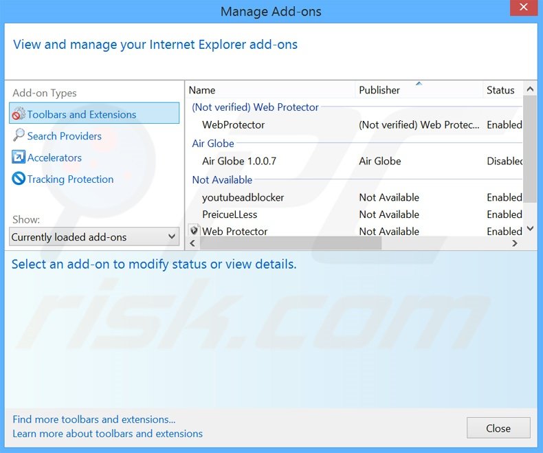 Removing Flying Deals ads from Internet Explorer step 2