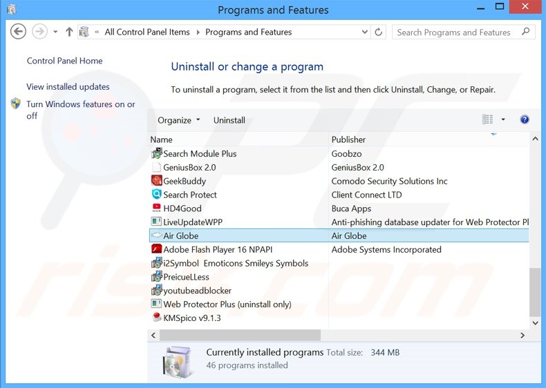 Flying Deals adware uninstall via Control Panel