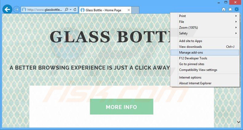 Removing glass bottle ads from Internet Explorer step 1