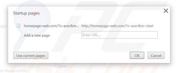 Removing homepage-web.com from Google Chrome homepage