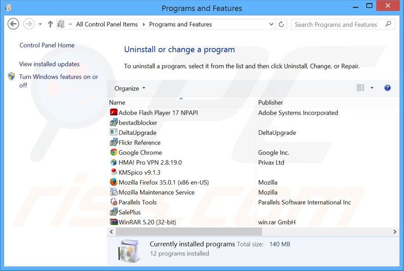 iShopper adware uninstall via Control Panel