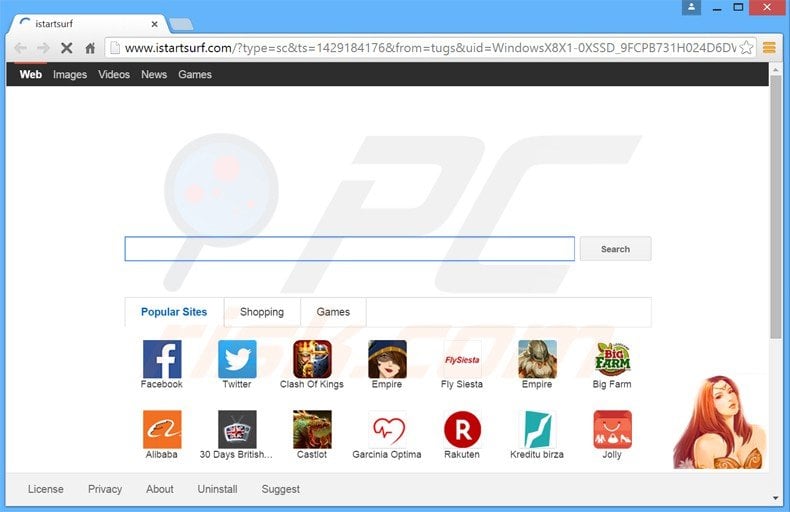 istartsurf.com browser hijacker