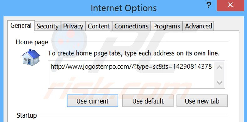 Removing jogostempo.com from Internet Explorer homepage