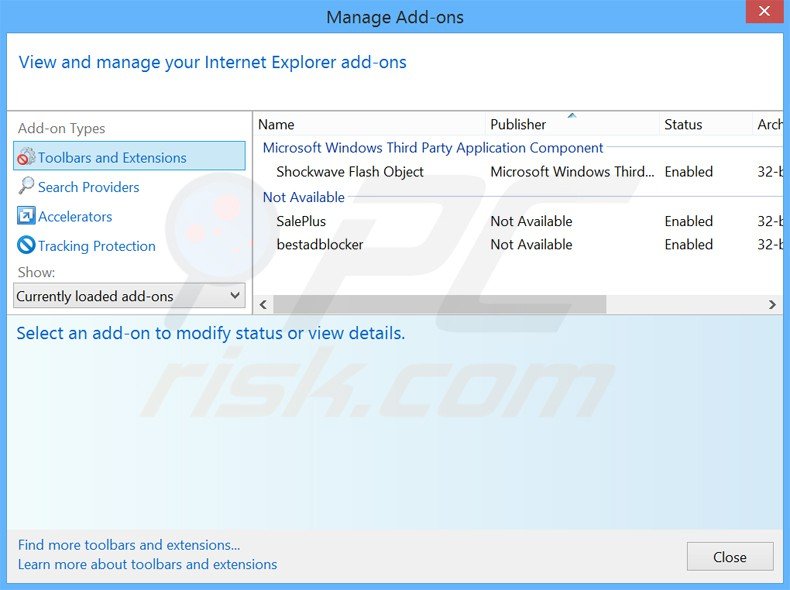 Removing mediaplayervid ads from Internet Explorer step 2