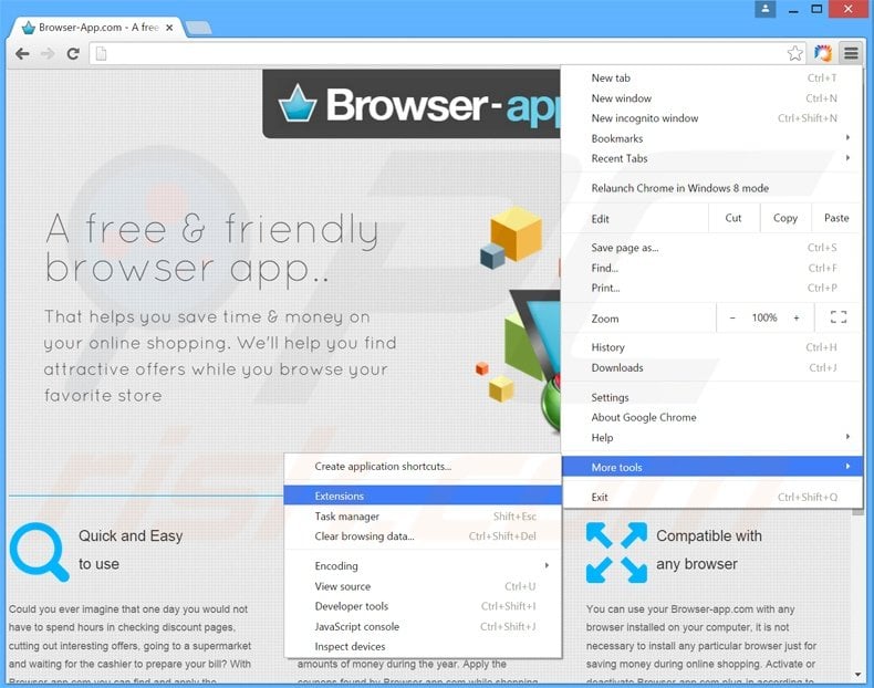 Removing OpenXBrowser  ads from Google Chrome step 1