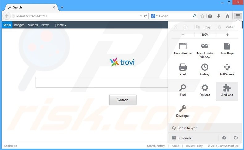 Removing The proxy server is not responding ads from Mozilla Firefox step 1