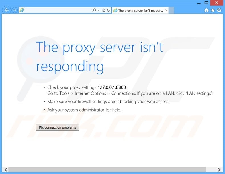 how to solve proxy server error in windows 8 1