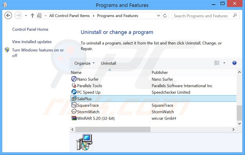 saleplus adware uninstall via Control Panel