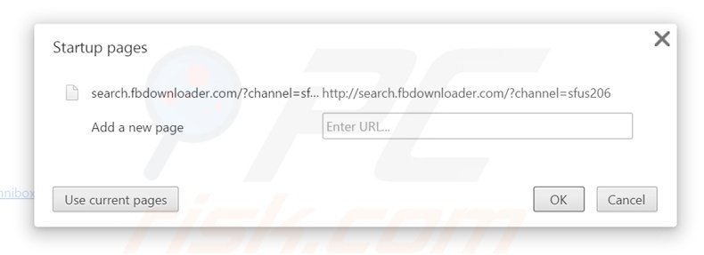 Removing search.fbdownloader.com from Google Chrome homepage