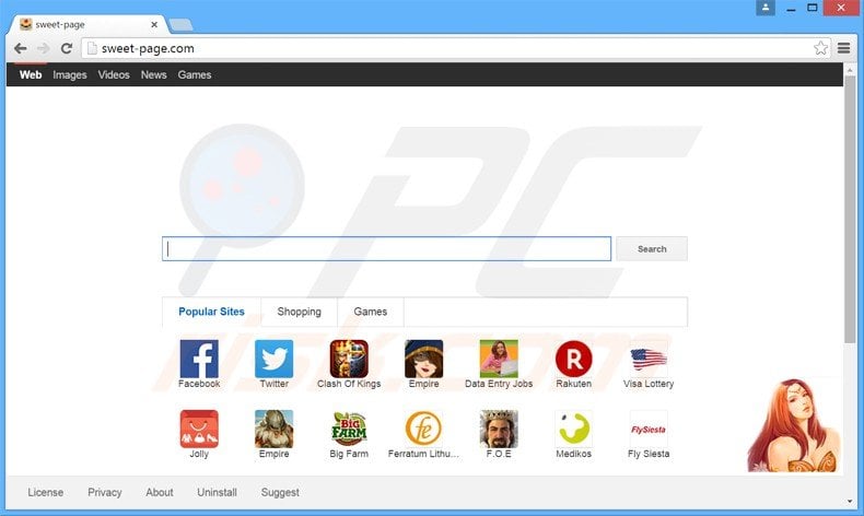 sweet-page.com browser hijacker