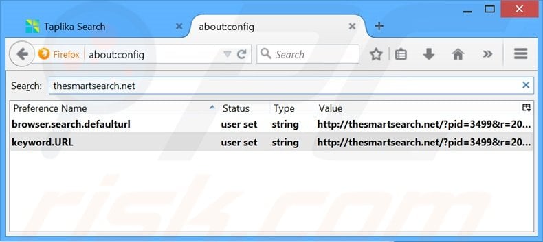 Removing thesmartsearch.net from Mozilla Firefox default search engine