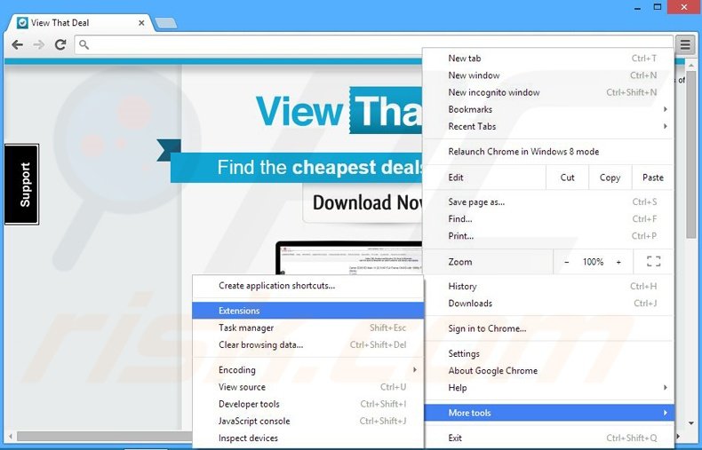 Removing View That Deal  ads from Google Chrome step 1