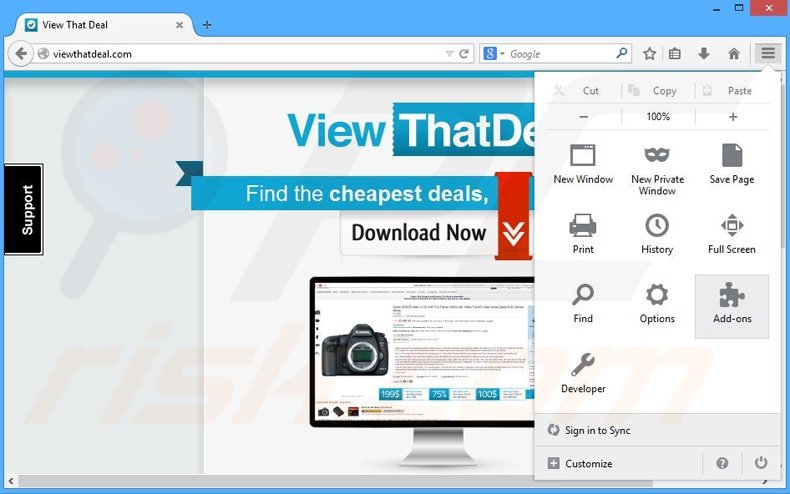 Removing View That Deal ads from Mozilla Firefox step 1