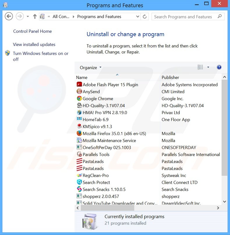 View That Deal adware uninstall via Control Panel