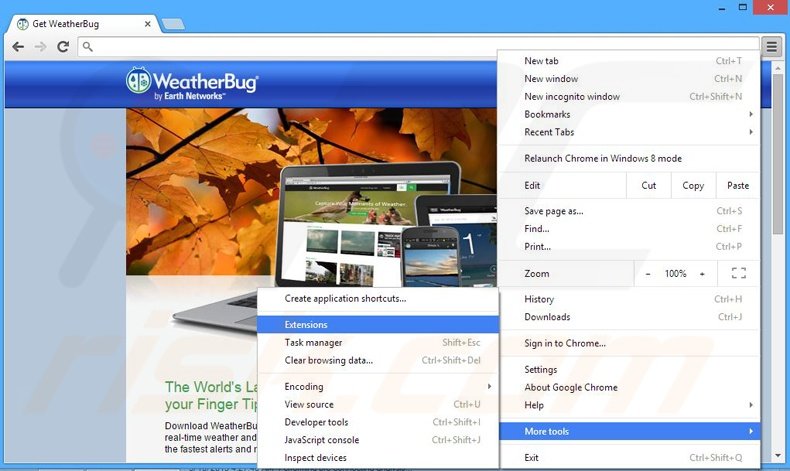 Removing WeatherBug related adware from Google Chrome step 1