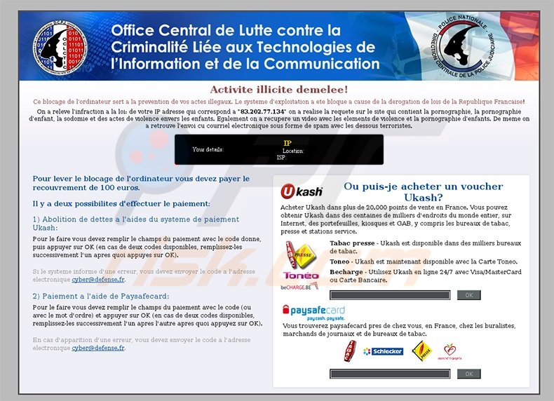 Office Central De Lutte ransomware virus
