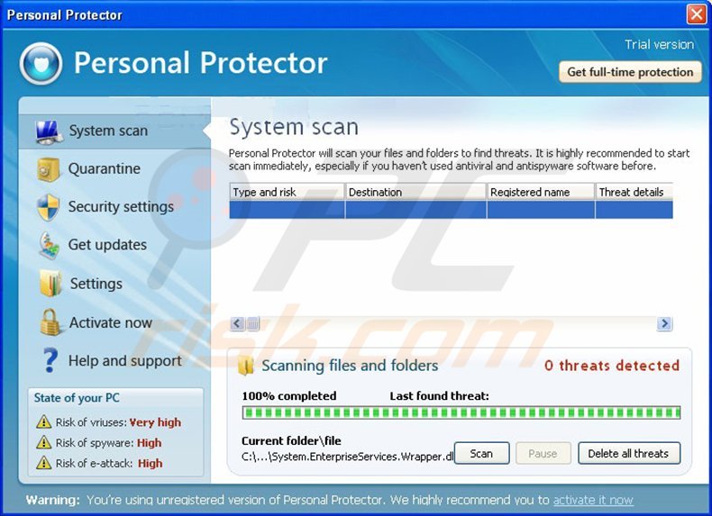 personal protector 2013 virus