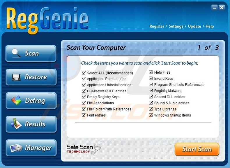 RegGenie Antivirus rogue registry cleaner