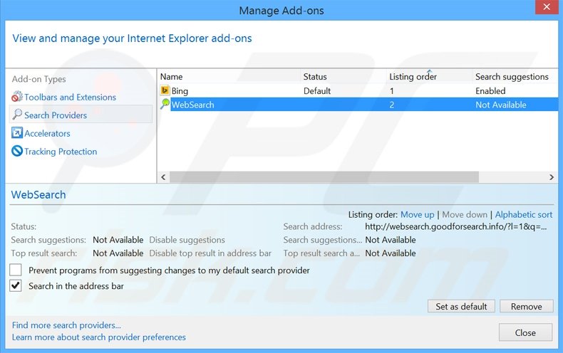Removing atajitos.com from Internet Explorer default search engine