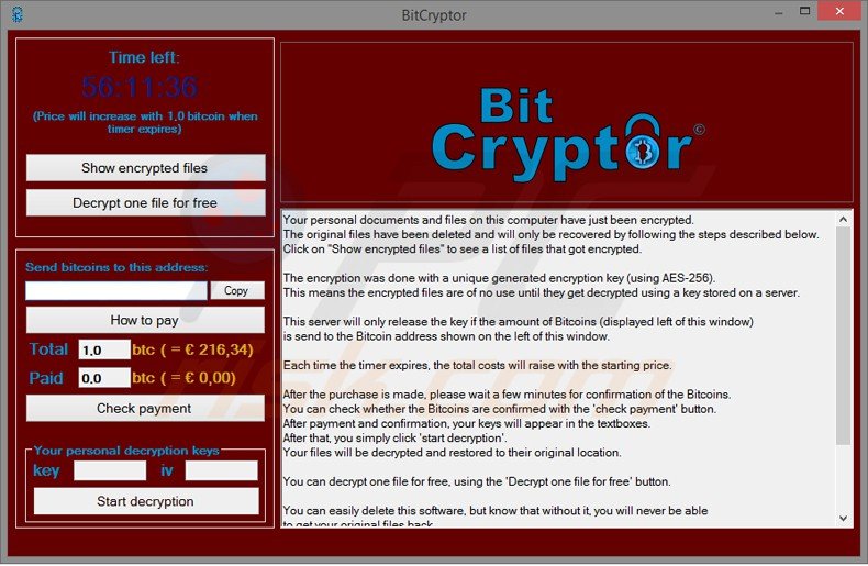 bitcryptor ransomware virus