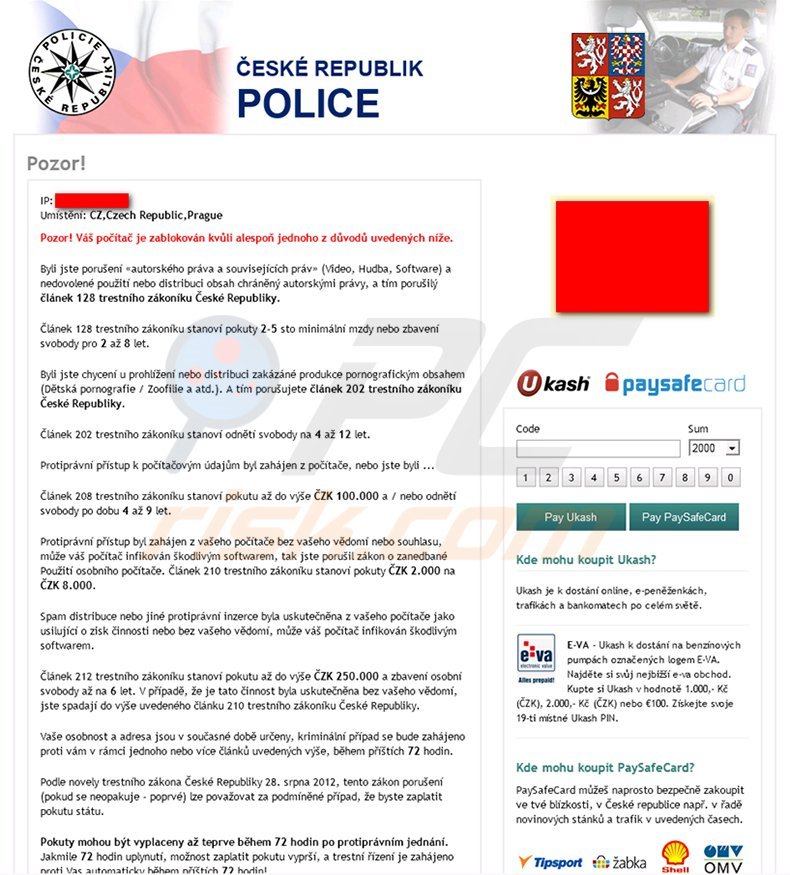 Policie Ceske Reubliky Ukash scam