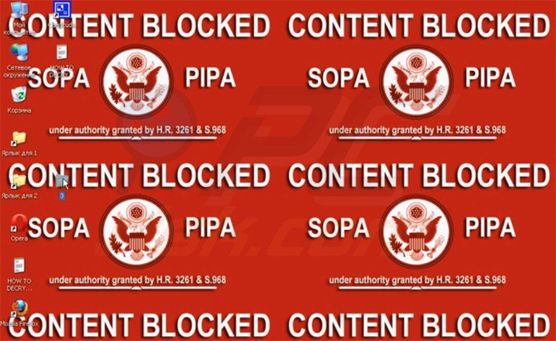 content blocked sopa pipa ransomware changes victim's wallpaper