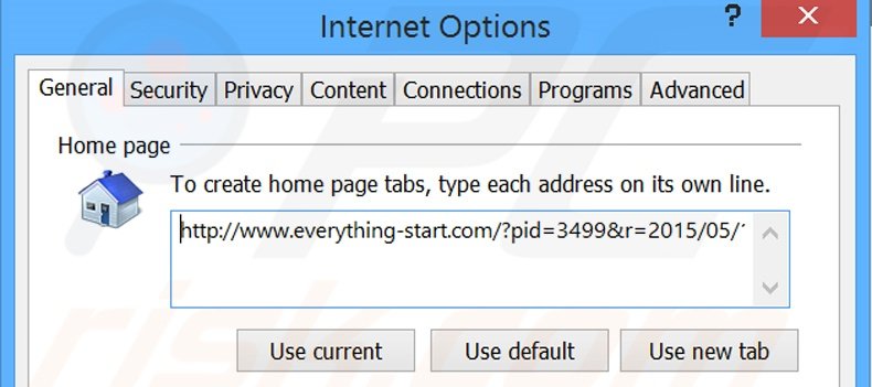 Removing everything-start.com from Internet Explorer homepage