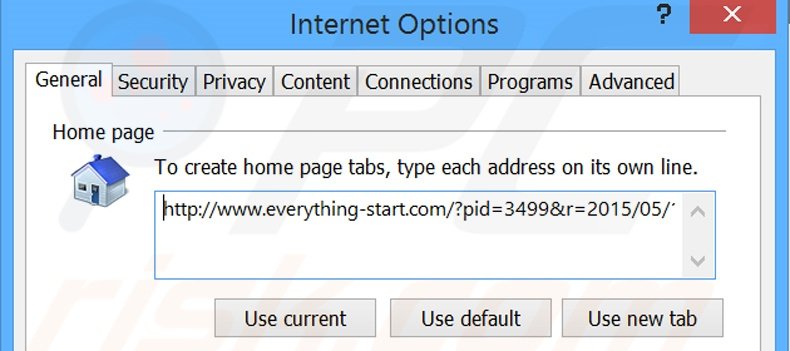 Removing everything-start.com from Internet Explorer homepage