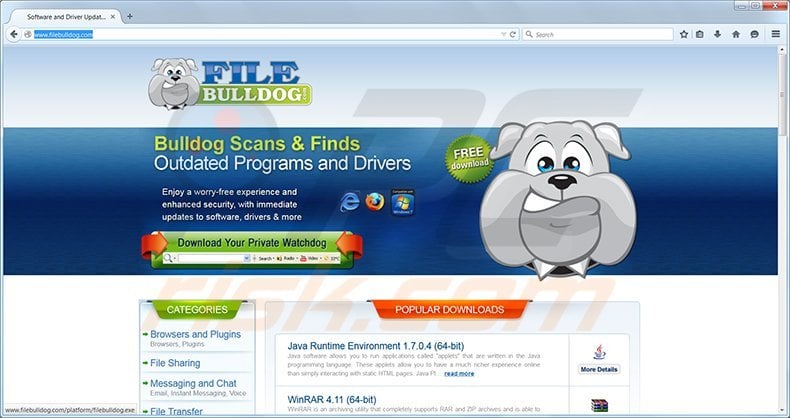 FileBulldog toolbar homepage