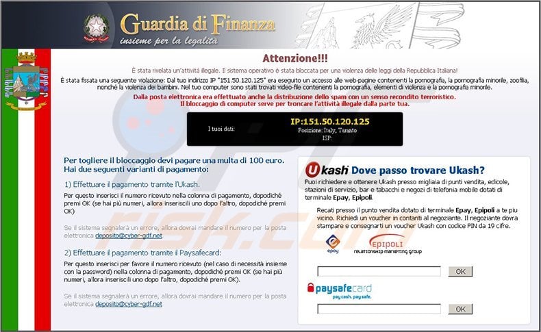 Guardia di Finanza Ukash virus