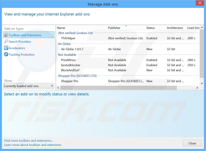 Removing Halt-It ads from Internet Explorer step 2