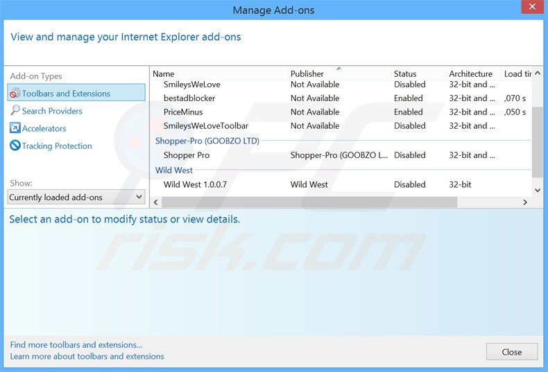 Removing Icarus ads from Internet Explorer step 2