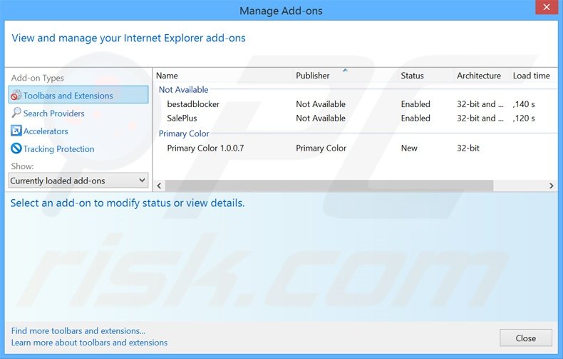 Removing Intense Result ads from Internet Explorer step 2