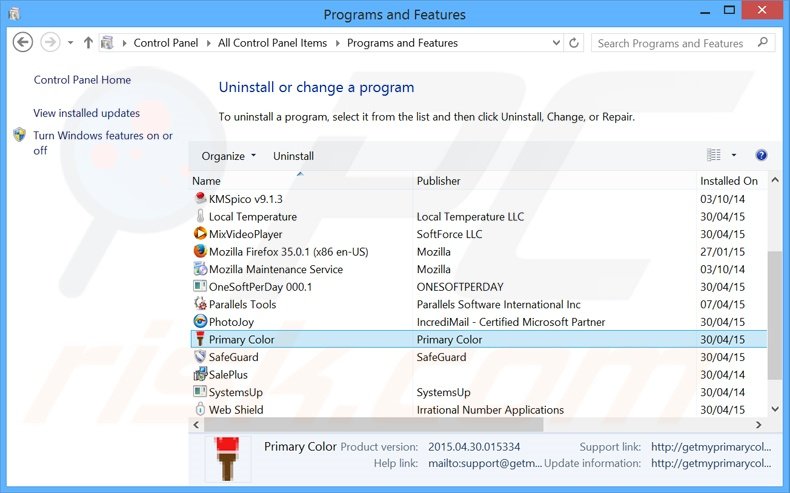 Joomiweb adware uninstall via Control Panel