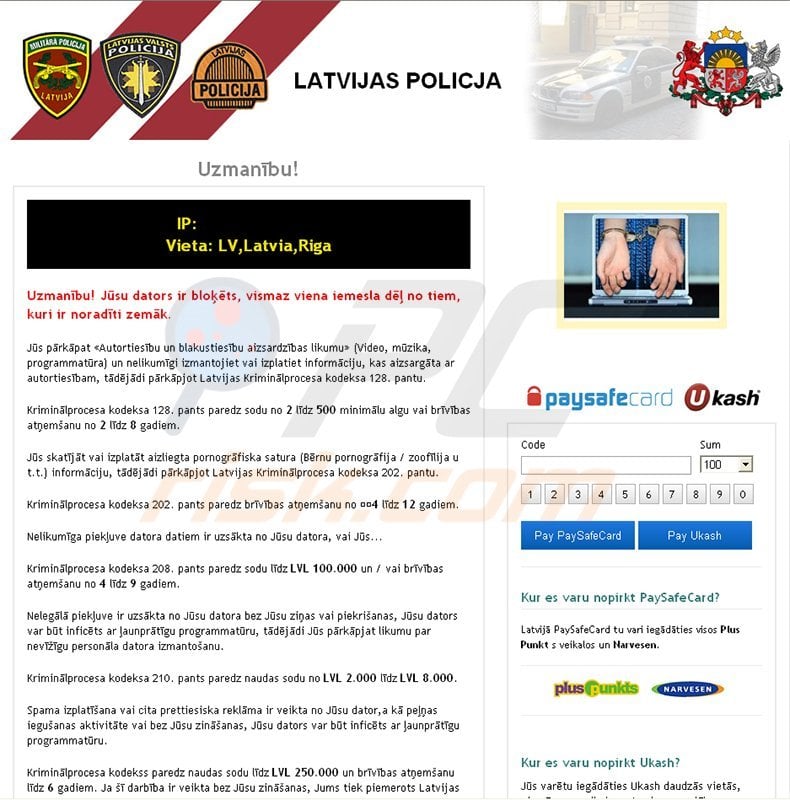 Latvijas Valsts Policija virus