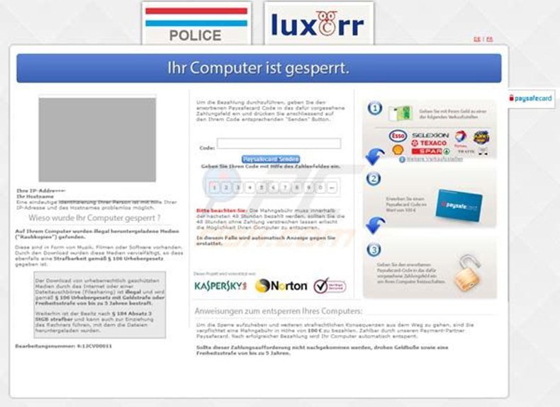 Luxorr PaySafeCard virus