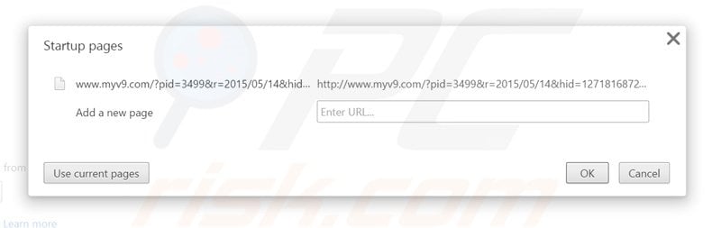 Removing myv9.com from Google Chrome homepage