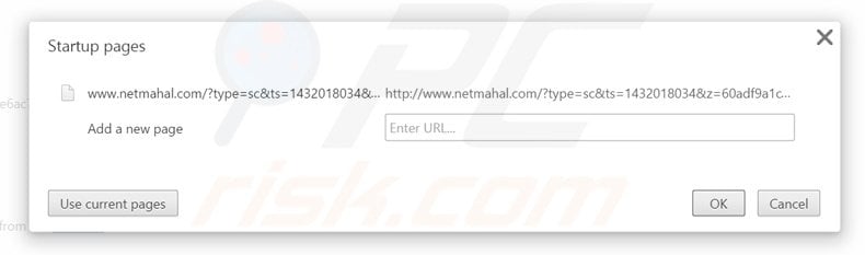 Removing netmahal.com from Google Chrome homepage