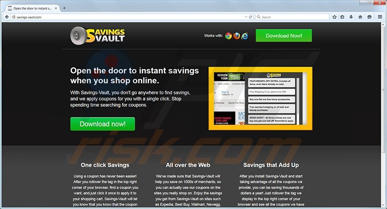Savings Vault virus homepage
