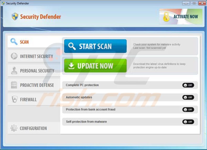 Security Defender fake antivirus program