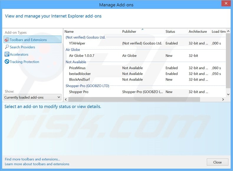 Removing Shield-ren ads from Internet Explorer step 2