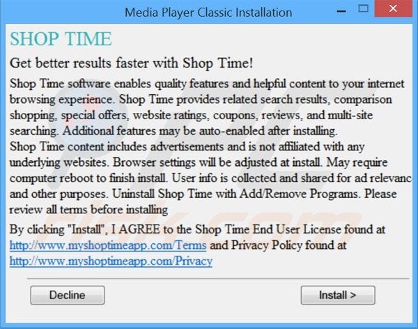 shop time adware installer