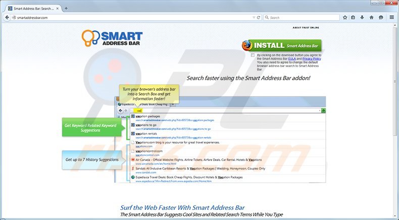 Smart Address Bar homepage