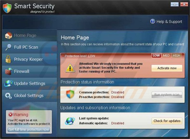 Smart Security fake antivirus program