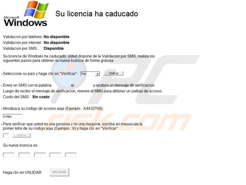 Su licencia ha coducado SMS scam