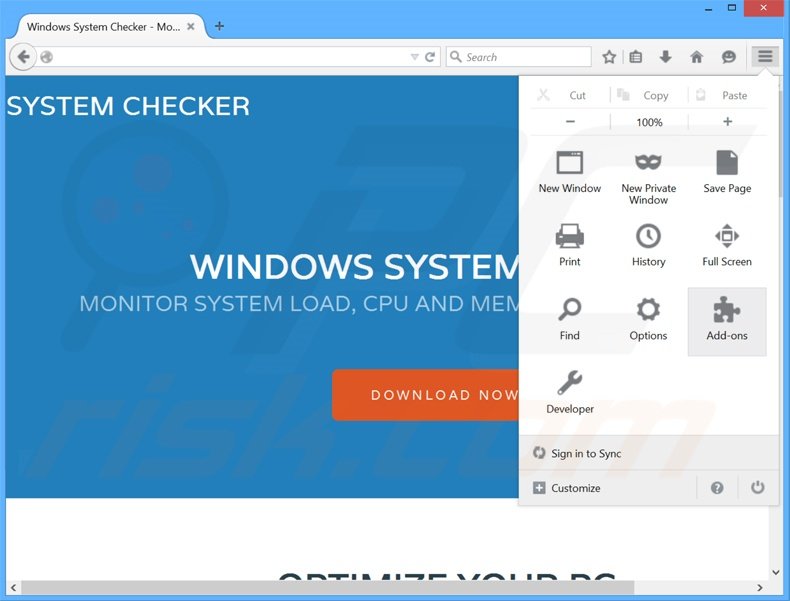 Removing System-Checker ads from Mozilla Firefox step 1