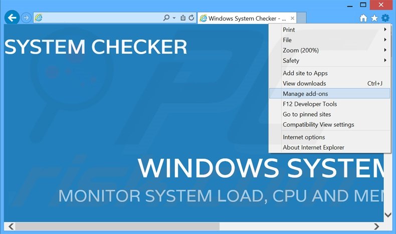 Removing System-Checker ads from Internet Explorer step 1